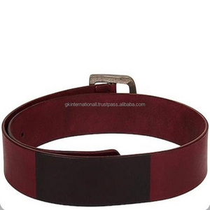 Cinturón informal de cuero vintage de dos tonos, hebilla de latón antigua plateada en todos los tamaños - Product Image 1