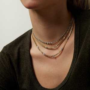 Miami Curb Cuban Chain <b>Necklace</b> Pear Marquise Round Cut Lab Grown Diamond Set Integrated Custom 14K 18K <b>Solid</b> Gold Wholesale B2B - Product Image 2