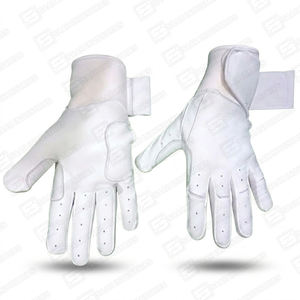 Venta caliente Full White Long Cuff Guantes de béisbol Cuero genuino Modelo más demandado en el mercado para guantes de bateo - Product Image 2