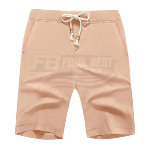 Shorts de sport d'été pour hommes tendance, 100 % coton écologique, décontractés, taille élastique, en toile tricotée, couleurs variées - Product Image 3