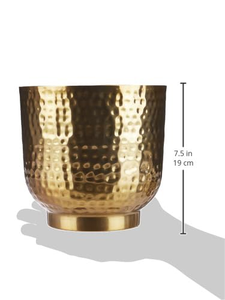 Maceta de Metal Dorado Brillante con Acabado Martillado, Elegante Contenedor Texturizado para Flores, Ideal para Sala de Estar, Dormitorio, Oficina, Balcón - Product Image 2