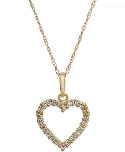 Collana pendente con cuore in zirconio cubico in oro 10k | Macy's - Product Image 1