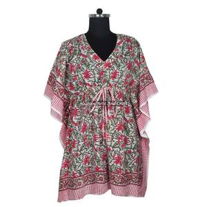 African Women Evening Gown Ethnic Dresses Women Short Kaftan Dresses KFCS118 Best Hand Block Print Manufacturing Women's Dress - Product Image 2