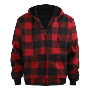 Unisex Faux Fur Flannel Hoodie <b>Jacket</b> Autumn Warm Coat Solid Zip-up Sherpa Hood <b>Fleece</b> <b>Lined</b> 100% Cotton Casual Dyed Processed - Product Image 2