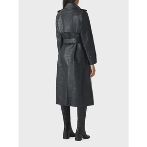 Manteau en cuir véritable pour femme, veste longue élégante, vêtement d'extérieur sur mesure de qualité supérieure, fabricant - Product Image 4