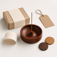 Support d'encens rond en bois massif avec un seul trou, aromatique, durable, fait à la main