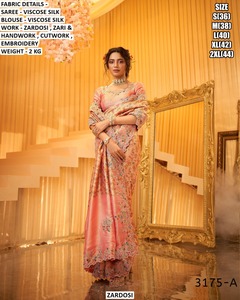 Sari de boda de invierno Zariya Royal bordado, sin arrugas, de viscosa que absorbe la humedad, estilo tradicional de Gujarat para fiestas de Diwali - Product Image 5