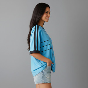 Camiseta de Mujer de Alta Calidad, 100% Algodón, Cuello Redondo, Logotipo Personalizado, Ecológica, Corte Regular, Estilo Hip Hop, Secado Rápido, Dos Tonos, para Verano - Product Image 2