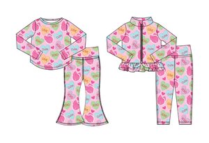 Conjuntos de ropa boutique para niñas con estampado de corazón y lazo de San Valentín, camiseta de manga larga y pantalones, OEM/ODM. - Product Image 2