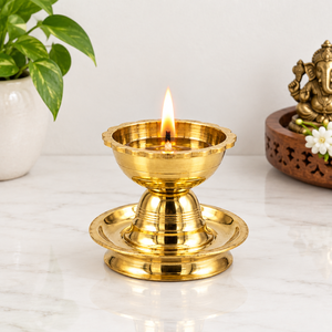 Polished Brass <b>Table</b> Diya Oil <b>Lamp</b> Traditional Pooja Deepak for Home Temple Decor Diwali Festival Gifting Puja Diya Wholesale - Product Image 4