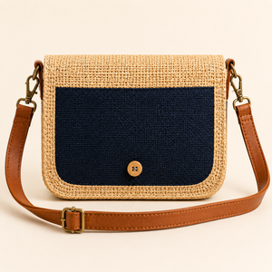 HINDVANTA GLOBAL Jute Material Eco-friendly Durable Fashion Crossbody Sling Bag Small Capacity Shoulder <b>Purse</b> Button Closure - Product Image 6