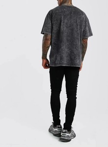 T-shirt décontracté pour homme, style vintage, tricoté, grammage lourd, effet délavé soleil, respirant, personnalisable, design OEM, effet délavé - Product Image 4