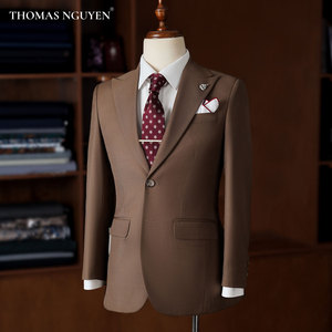 Costume de luxe pour homme marron terre - Ensemble 2 pièces sur mesure (veste et pantalon) |   Collection de couleurs naturelles - Product Image 6