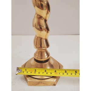 Luxurious Crafted Brass Candlestick Holder Twisted Design Hexagonal Base Durable Metal Home Decoration - Product Image 5