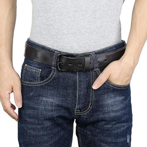 Ceinture en cuir de vache noir avec boucle rectangulaire, design décontracté et durable - Product Image 4