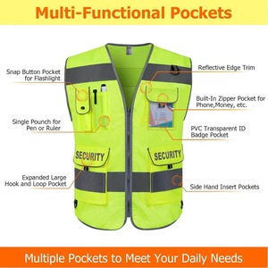 Men security Vest Construction Hi Vis Workwear High Visibility Reflective Strips Safety Vest with Hook Closure and Logo - Product Image 5