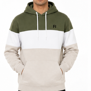 Sweat à capuche personnalisé pour homme en molleton de coton, color block, avec cordon de serrage, poche, manches longues, coupe décontractée, oversize, style décontracté et tendance - Product Image 5