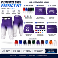 Pantalons de baseball personnalisés imprimés pour hommes et jeunes, pantalons de performance sublimés, pantalons de softball d'équipe, antibactériens, 100% polyester