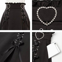 Mini-jupe taille haute pour femmes, style gothique, à lacets, coupe trapèze, streetwear, courte, tendance, avec motifs cœurs mignons