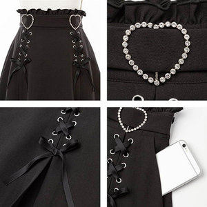 Cute Girls Heart <b>Rings</b> High Waisted Mini Skirt Women Gothic Lace-up A-line Streetwear Short Fashion Skirt - Product Image 5