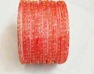 Premium Raindrop <b>Glass</b> <b>Bangles</b> For Girls- Transparent Golden Dotted Texture Unique Style Available In 25 Colors In Best Quality - Product Image 1