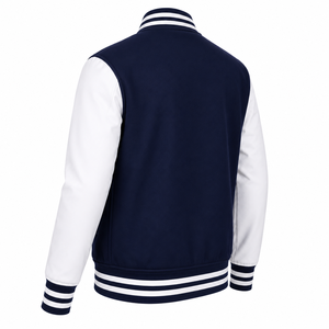 Veste universitaire classique pour homme à imprimé sur le devant, fermeture à boutons-pression, poches, style décontracté, tenue d'équipe universitaire - Product Image 5