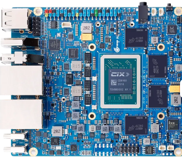 12 Core 64 Bit Processor with 45TOPS Computing Power AI Main Board Orange Pi 6 Plus