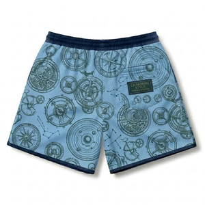 Custom logo Summer Quick Dry Men's Shorts Street Style Sublimated Swim Beach Shorts Double-<b>layer</b> Mesh Shorts with Drawstring - Product Image 2