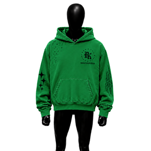 Nueva Sudadera con Capucha Verde de Alta Calidad, Estilo Oversize, Lavada, Bordada, Estilo Urbano, Casual, Unisex, Corte Holgado, Algodón Premium, Transpirable, a la Moda - Product Image 1