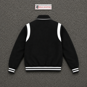 Veste universitaire personnalisée en satin noir avec panneaux d'épaule blancs, veste de baseball premium pour hommes et femmes, style universitaire classique - Product Image 6