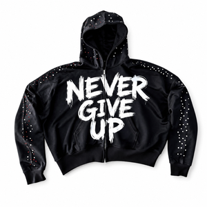 Sudadera con capucha Glory Custom Oversized con cremallera y pedrería, 100% algodón, tela suave y transpirable, con logo personalizado impreso, unisex. - Product Image 2