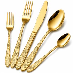 Luxury Royal Designer Gold Floral Flatware <b>Set</b> With <b>Fork</b> Knife <b>And</b> <b>Spoons</b> Dishwasher Safe Wedding Cutlery for Hotel Resort Use - Product Image 5