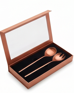 Juego de cuchara y tenedor para ensalada de cobre, cubiertos modernos de metal resistentes al óxido para bodas y cenas. - Product Image 6