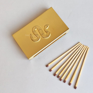 Boîte à allumettes de sécurité en laiton avec couvercle gravé, support métallique moderne personnalisable, allumettes de luxe pour mariage et fête, allumage écologique - Product Image 1