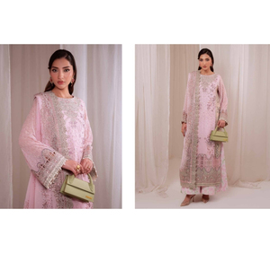 Ssumaira <b>Present</b> Omara festive <b>eid</b> collection by Nureh Embroidered Embellished silk & chiffon jacquard collection Anarkali - Product Image 2