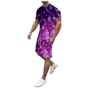 ชุดเซ็ตแทรคสูทลำลองผู้ชายรุ่นใหม่ล่าสุดประจำฤดูร้อนปี 2026 เสื้อยืดและกางเกงขาสั้น สำหรับกิจกรรมกลางแจ้ง แห้งเร็ว น้ำหนักเบา สวมใส่สบาย - Product Image 1