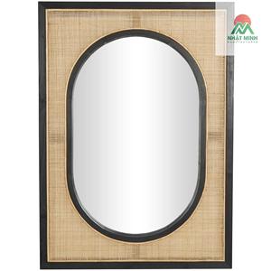 Brown Wall <b>Mirror</b> with Black Accent Frames.<b>Mirrors</b>, rattan, <b>pine</b> wood, and MDF wood create a natural, free-spirited look - Product Image 4
