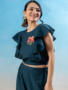 เดรสลำลองผ้าลูกไม้ปักลายดอกไม้ คอวี ระบายอากาศได้ดี เป็นมิตรกับสิ่งแวดล้อม เหมาะสำหรับฤดูร้อนสำหรับผู้หญิง - Product Image 4