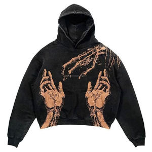 Sudaderas con capucha de alta calidad para hombre 100% algodón serigrafía Logo pulóver francés Terry ácido lavado sublimación sudadera para hombres - Product Image 3