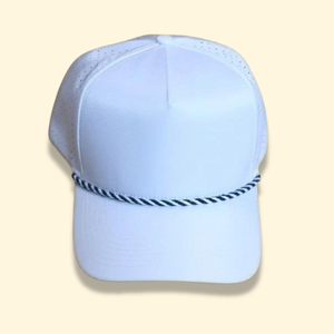Outdoor Rope Trim Laser Cut OEM Custom Performance Breathable Waterproof Polyester Ventilation Canvas 5 Panel Snapback Golf <b>Cap</b> - Product Image 1