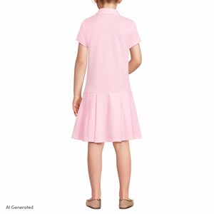 ชุดนักเรียนหญิงประถม ชุดเดรสโปโล กระโปรงจีบ แขนสั้น สีชมพู - Product Image 2