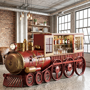 ตู้เก็บไวน์อุตสาหกรรมยานยนต์ ตู้เครื่องดื่ม SUREN SPACE อินเดีย งานฝีมือไม้มะม่วงแท้ โครงเหล็กสไตล์โบราณ - Product Image 1