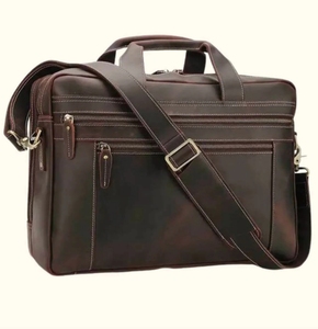 Maletín de Cuero Vintage para Portátil, Maletín de Cuero para Hombre, Bolsa de Trabajo de Cuero Marrón, Bolsa de Mensajero para Portátil, Bolsa de Viaje de Negocios para Oficina - Product Image 1