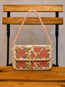 Bolso de Hombro de Lujo Hecho a Mano con Cuentas Florales para Mujer |   Bolso de Noche Bordado Vintage |   Accesorios de Moda para Bolsos con Cuentas - Product Image 4