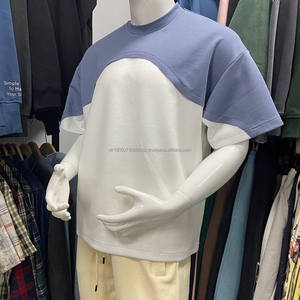 300gsm Thick Cotton Oversized Heavyweight T Shirt Custom Logo Streetwear Men Mock Neck Tee Boxy Blank Printed <b>TShirts</b> for Men - Product Image 2