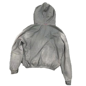 Sweat-shirt à capuche tendance pour homme, en coton pur, avec motif brodé DTG, effet délavé et vieilli, personnalisable, vente en gros - Product Image 2
