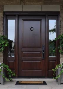 Porte d'entrée en bois massif de teck et chêne de qualité supérieure, à ouverture latérale, minimaliste, pour villa, avec isolation acoustique et surface finie haute durabilité, pour usage extérieur. - Product Image 3