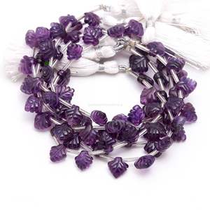 Cuentas de Amatista Púrpura Natural en Forma de Hoja, Talladas a Mano, para Joyería, 10-11MM, Cuentas de Amatista Natural de 8 Pulgadas - Product Image 5