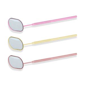 Handheld Makeup <b>Mirror</b> With <b>Long</b> Handle Pink Yellow Rose <b>Gold</b> Frame Oval Shape Portable Compact <b>Mirror</b> For Beauty Application - Product Image 2