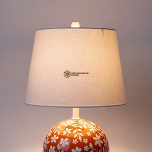 Lampe de table en incrustation d'orange de qualité supérieure |   Lampe de chevet design avec base à motif floral - Product Image 2